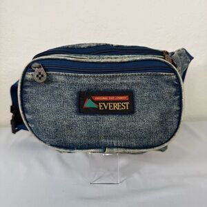 Vintage 80's Everest Acid Washed Denim Jean Fanny Pack Waist Belt Bag